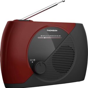 THOMSON RADIO FM ANALOGUE POWERED BY ELECTRICITY OR BATTERIES BLACK/RED RT353