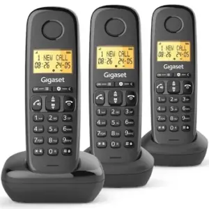 GIGASET WIRELESS PHONE BASIC 100 TRIO BLACK (L36852-H3206-D211)